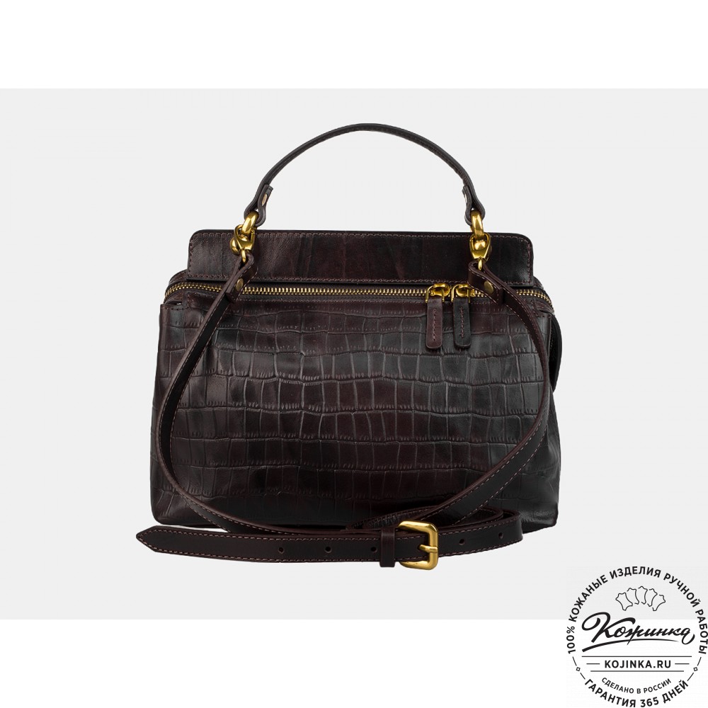 Женская кожаная сумка "Орнелла" (коричневый кроко)